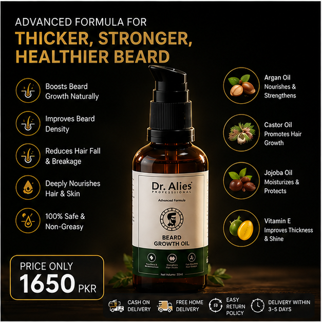 Dr. Alies Professional Advanced Beard Growth Oil for Men | Beard Care & Grooming Oil