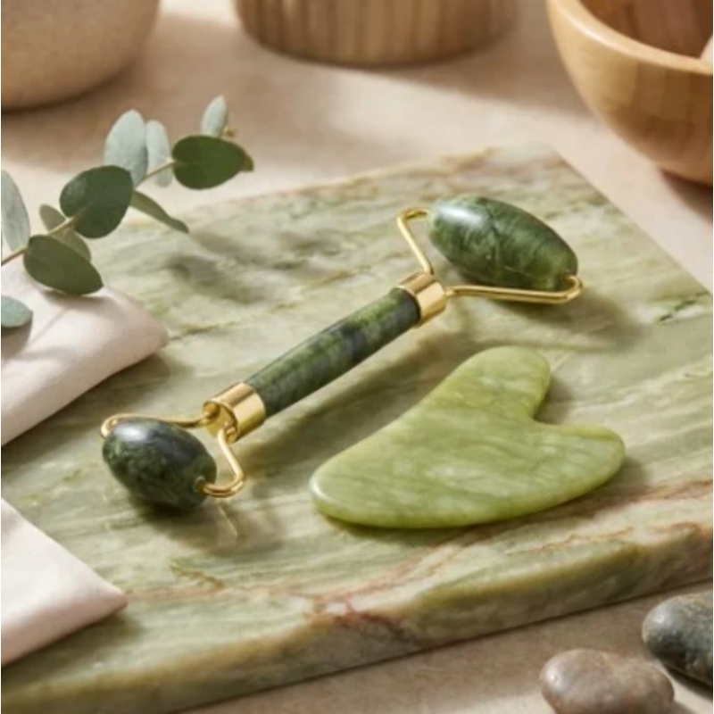 Jade Face Roller & Gua Sha Stone | Facial Massage & Skincare Tool