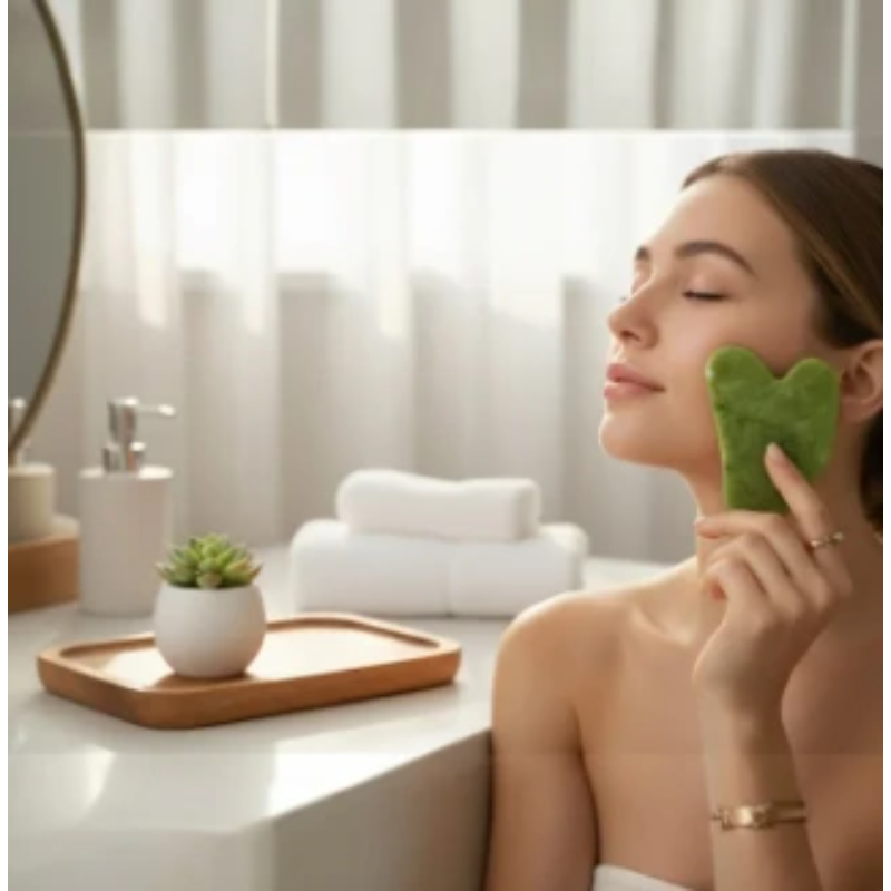 Jade Face Roller & Gua Sha Stone | Facial Massage & Skincare Tool