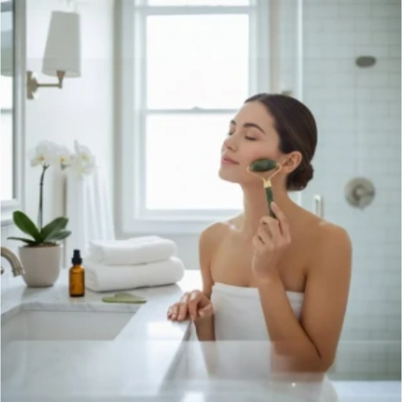 Jade Face Roller & Gua Sha Stone | Facial Massage & Skincare Tool